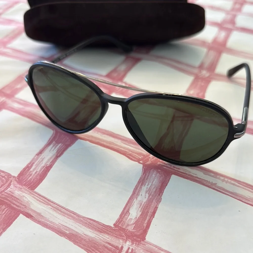Tom Ford Matte Black Aviator Sunglasses